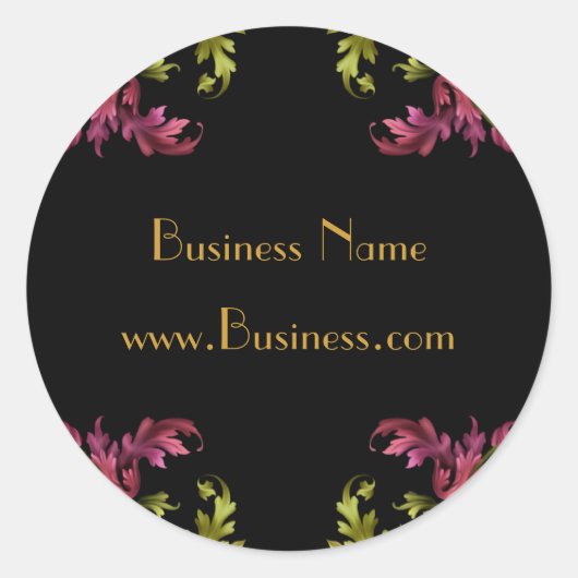 シールヴィンテージブラック金ゴールドとピンク ラウンドシール (正面)