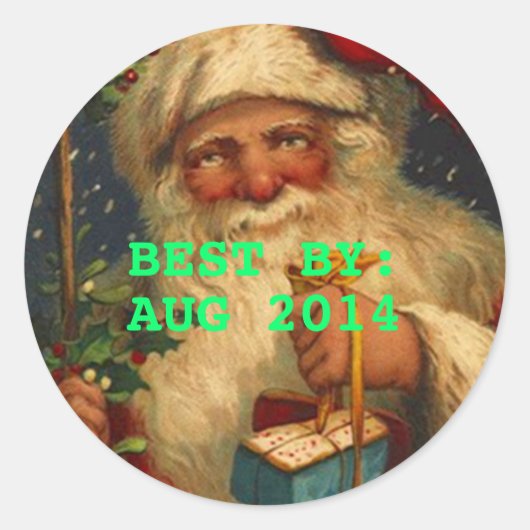 シールヴィンテージ最高のサンタバイフィードキャニングギフト ラウンドシール (正面)
