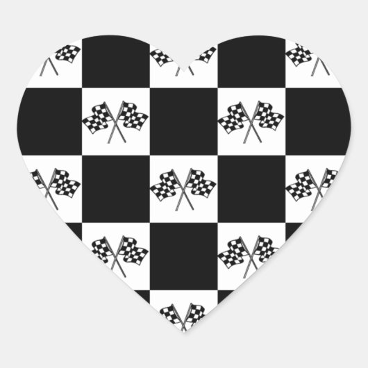 シール愛オートカーレーシングフラ市松模様にグフラグ ハートシール (正面)