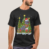 シール照明クリスマスツリー愛おもしろい者シールクリスマス Tシャツ (正面)