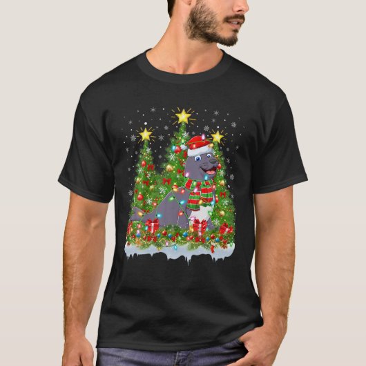 シール照明クリスマスツリー愛おもしろい者シールクリスマス Tシャツ (正面)