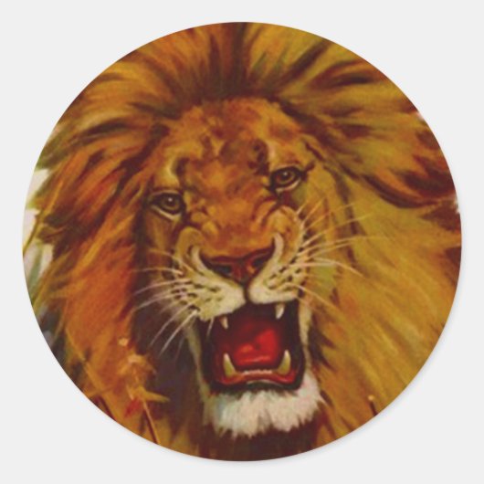 シール野生動物ライオンの群れスナールズローイングマスコット ラウンドシール (正面)