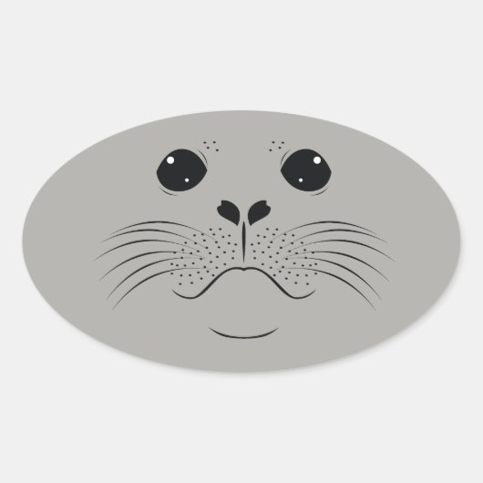 シール顔シルエット 楕円形シール (正面)