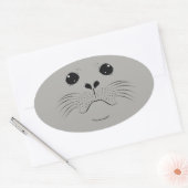 シール顔シルエット 楕円形シール (封筒)