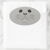 シール顔シルエット 楕円形シール (バッグ)