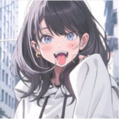 シール｜あっかんベーJK｜寿司娘 GenerativeAI シール (正面)