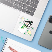 シール – クリスマス宇宙スノーマン（緑） (ノートパソコンとiPhone)
