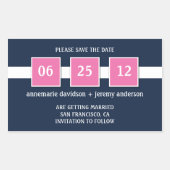 シール – ネイビーピンクの正方形の日付を保存 (正面)