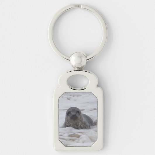 シール – 動物画像の長方形メタルキーチェーン キーホルダー (正面)