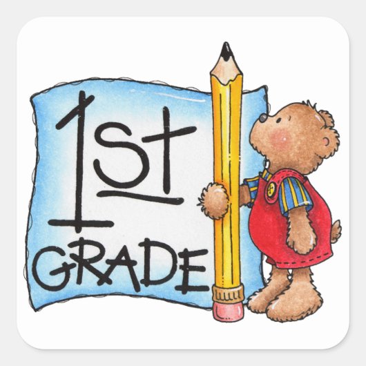 シール/学校1年生 スクエアシール (正面)