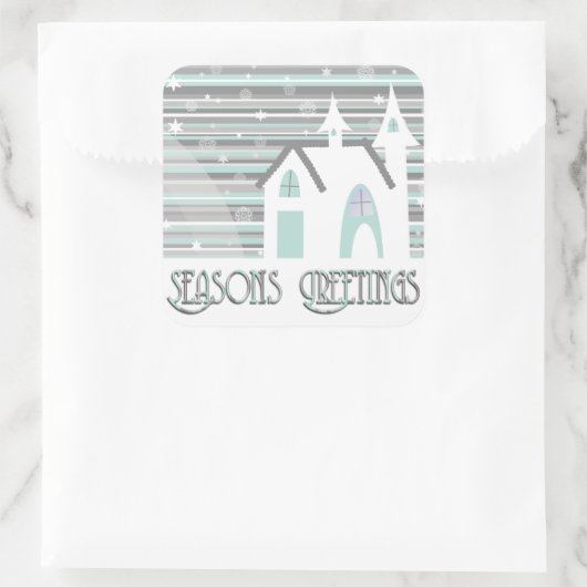 シール – Mint & Gray Wintry Scene (バッグ)