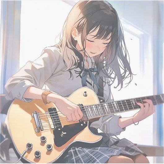 シール Seal|ギターJK 寿司娘 GenerativeAI (正面)