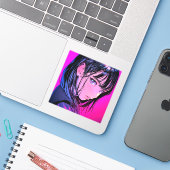 シール Seal｜ドアップJK Close-up｜寿司娘 GenerativeAI (ノートパソコンとiPhone)