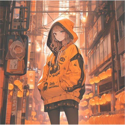 シール Seal｜ハロウィンカラー 寿司娘 GenerativeAI (正面)