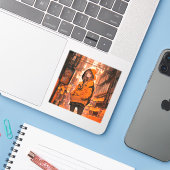 シール Seal｜ハロウィンカラー 寿司娘 GenerativeAI (ノートパソコンとiPhone)