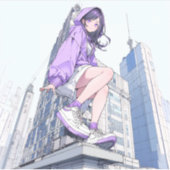 シール Seal|パープルJK Purple |寿司娘 GenerativeAI (正面)