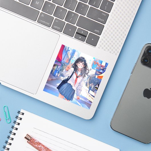 シール Seal|寄り道JK 寿司娘 GenerativeAI (ノートパソコンとiPhone)