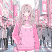 シール Seal｜Pretty Pink 寿司娘 GenerativeAI (正面)