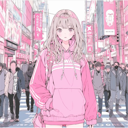 シール Seal｜Pretty Pink 寿司娘 GenerativeAI (正面)