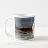 シールLa Jollaを衝突する波 コーヒーマグカップ (左)
