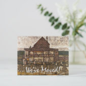 シーレの屋根に板を張った家、住所変更 案内ポストカード (スタンド正面)