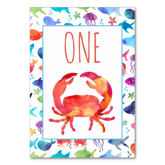 シーレインボーフィッシュ誕生日ベビーシャワーの下 テーブルナンバー (裏面)