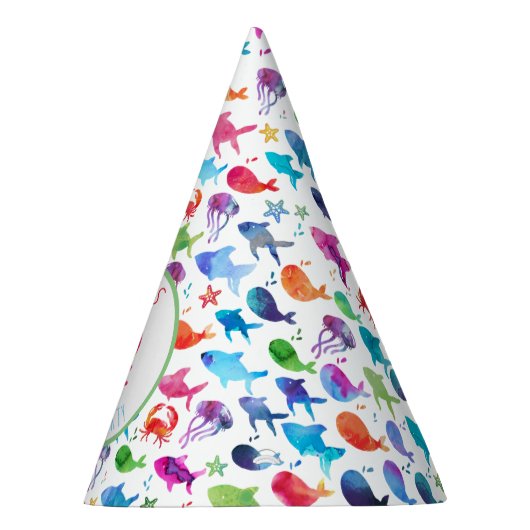 シーレインボーフィッシュ誕生日ベビーシャワーの下 パーティーハット (右)