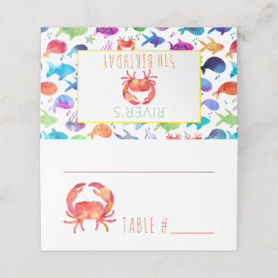 シーレインボーフィッシュ誕生日ベビーシャワーの下 プレイスカード