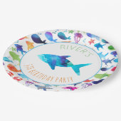シーレインボーフィッシュ誕生日ベビーシャワーの下 ペーパープレート (アングル)