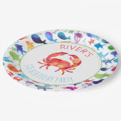 シーレインボーフィッシュ誕生日ベビーシャワーの下 ペーパープレート (アングル)