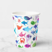 シーレインボーフィッシュ誕生日ベビーシャワーの下 紙コップ (左)