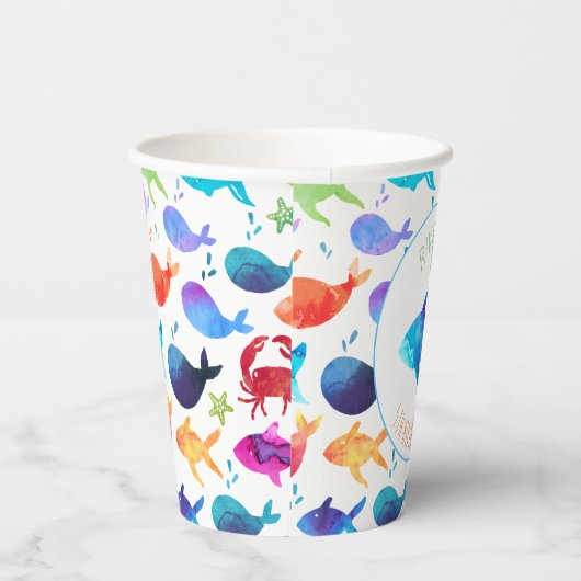 シーレインボーフィッシュ誕生日ベビーシャワーの下 紙コップ (右)
