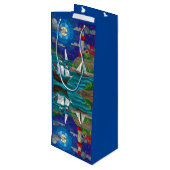 シーレッドライトハウスセーリングシップ海岸の星空 ワインギフトバッグ (裏面アングル)