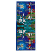 シーレッドライトハウスセーリングシップ海岸の星空 ワインギフトバッグ (裏面)