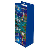 シーレッドライトハウスセーリングシップ海岸の星空 ワインギフトバッグ (正面アングル)