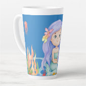 シーレナ美しい紫の髪の遊人魚の カフェラテマグ (左アングル)