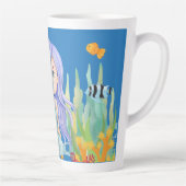 シーレナ美しい紫の髪の遊人魚の カフェラテマグ (右)