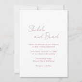 シーロデザートバラピンクエレガモダンントウェディング 招待状 (正面)