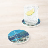 シーワードハーバーアラスカ抽象芸術印象派 コースター (側面)