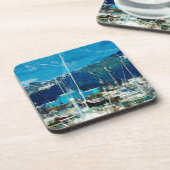 シーワードハーバーアラスカ抽象芸術印象派 コースター (左側)