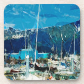 シーワードハーバーアラスカ抽象芸術印象派 コースター (正面)