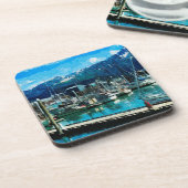 シーワードハーバーアラスカ抽象芸術印象派 コースター (左側)
