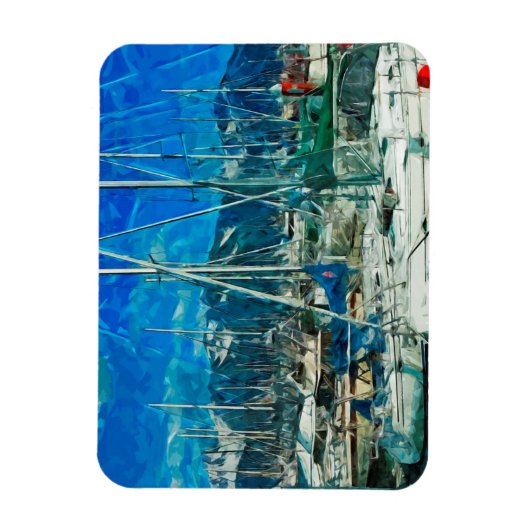 シーワード・アラスカの港湾抽象芸術印象派 マグネット (縦)