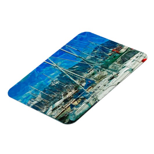 シーワード・アラスカの港湾抽象芸術印象派 マグネット (左側)