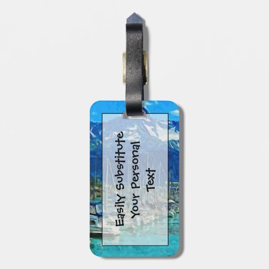 シーワード・アラスカの港湾抽象芸術印象派 ラゲッジタグ (裏面縦)