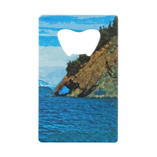 シーワード・アラスカ湾外の抽象芸術 クレジットカード栓抜き (正面)