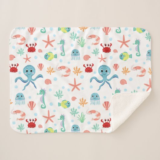 シーワールドパターン シェルパブランケット (正面(横))