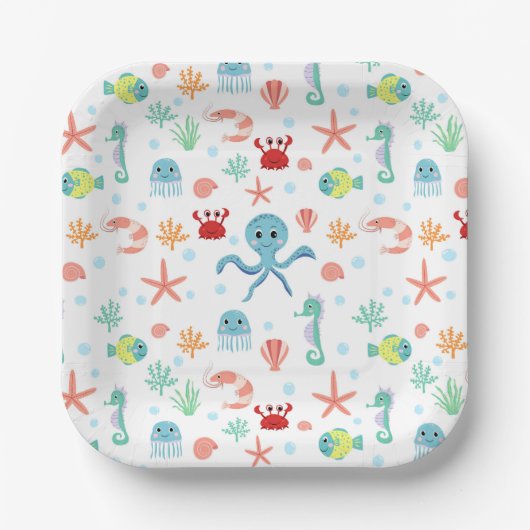 シーワールドパターン ペーパープレート (正面)