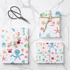 シーワールドパターン ラッピングペーパーシート