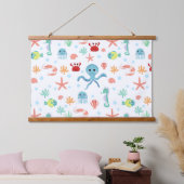 シーワールドパターン 吊り下げ型タペストリー (寝室)